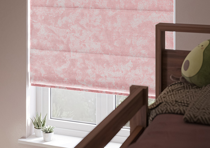 Cyrus Crushed Velvet, Rose - Motorised Roman Blind - Image 5